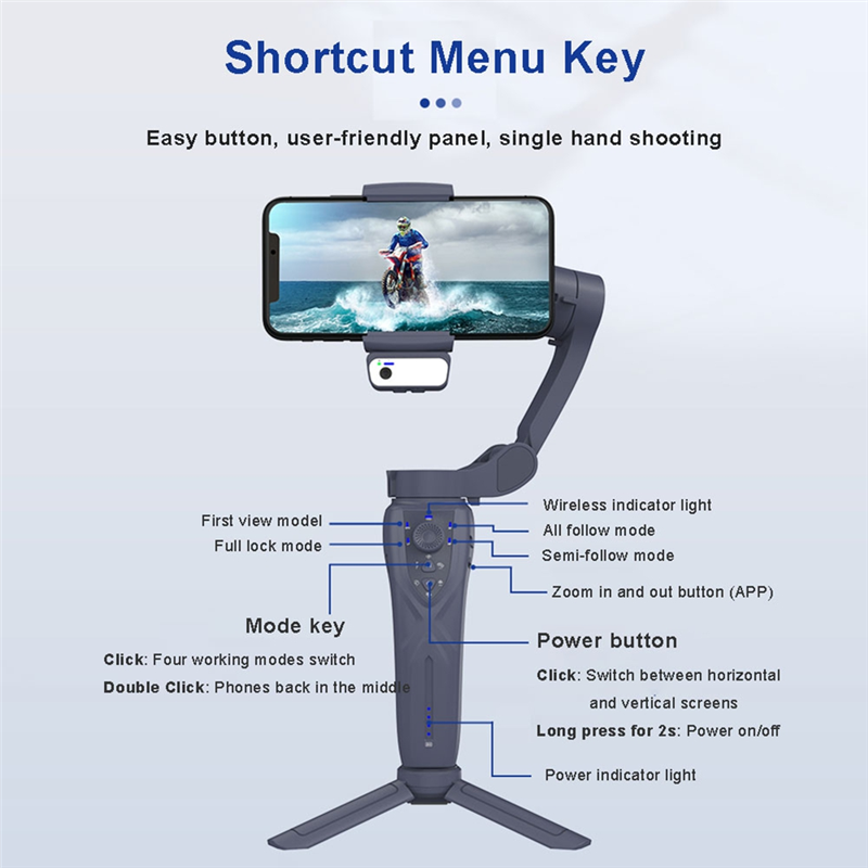 Photography Lighting Ai - A52T F12 3축 짐벌 스태빌라이저, LED