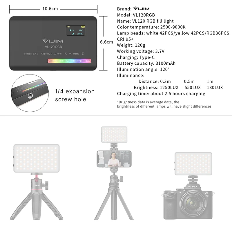 2026 뉴120 RGB 포켓 필 라이트 카메라 범용  - Photography And Lighting 리뷰 및 가격