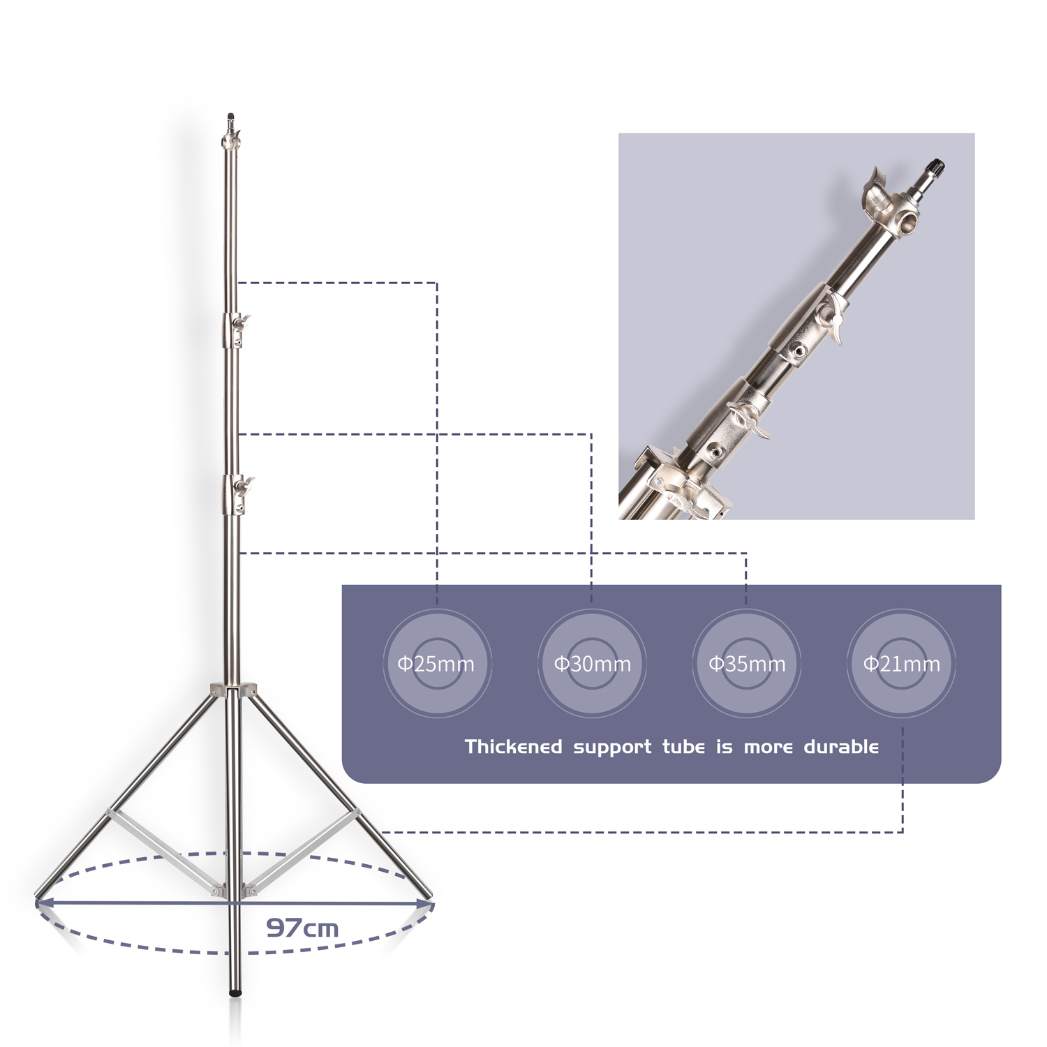 SH 2.8M 스테인레스 스틸 라이트 스탠드 헤비 듀티 - Photography Lighting Description 리뷰 및 가격