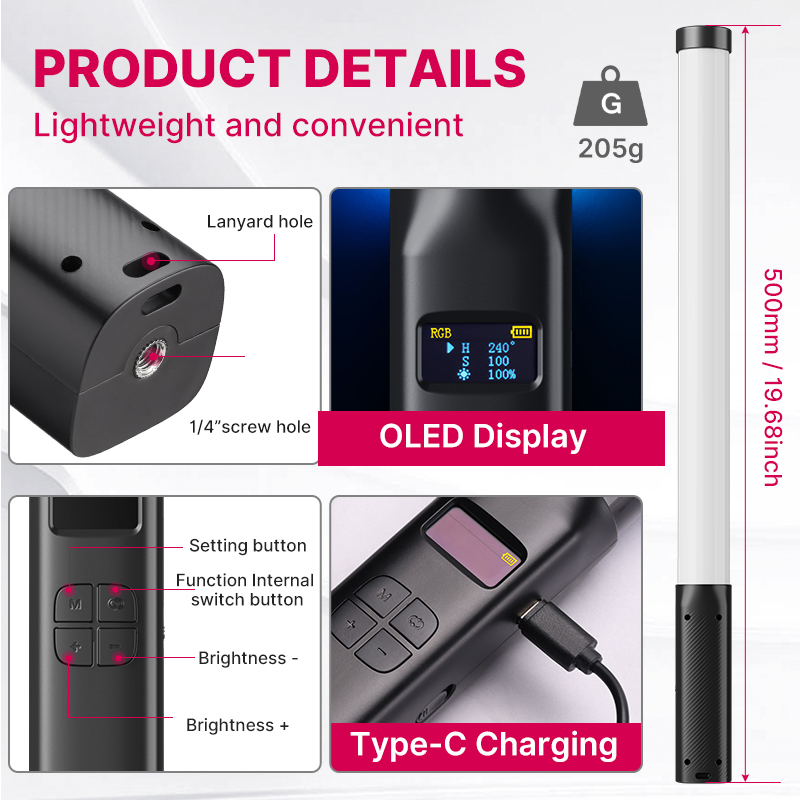 Ulanzi VL119 핸드 헬드 RGB 다채로운 스틱 - Photography Lighting Uk 리뷰 및 가격