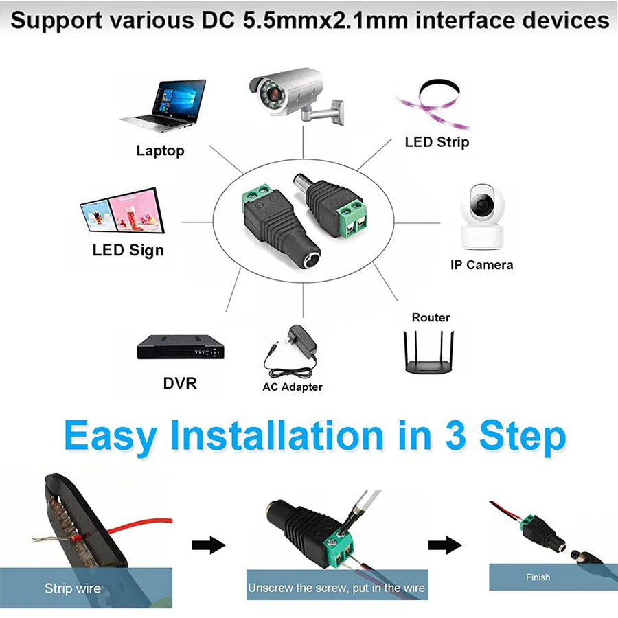 5 쌍 DC 12V 여성 및 남성 커넥터 5.5x2.1 - Photography Led Lighting Kit 리뷰 및 가격